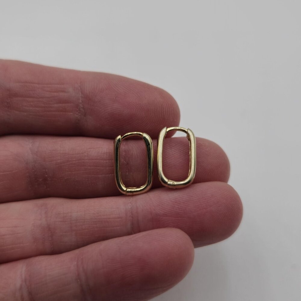 Gold Over Sterling Silver Small Cute Shape Hoop Earrings A2483 - Picture 2 of 6